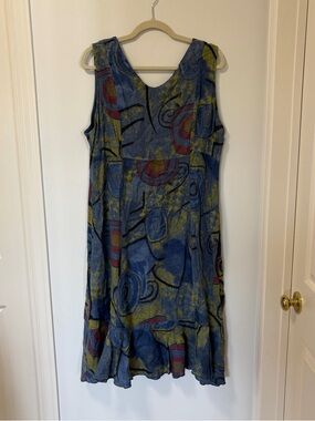 Bella Amore 100% LINEN blue floral Tunic